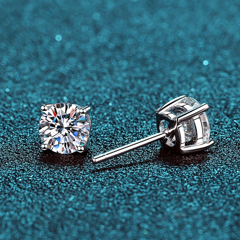 925 Sterling Silver 2.00ct Moissanite Stud Earrings for Women