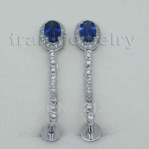 14kt White Gold Natural Sapphire Drop Earrings