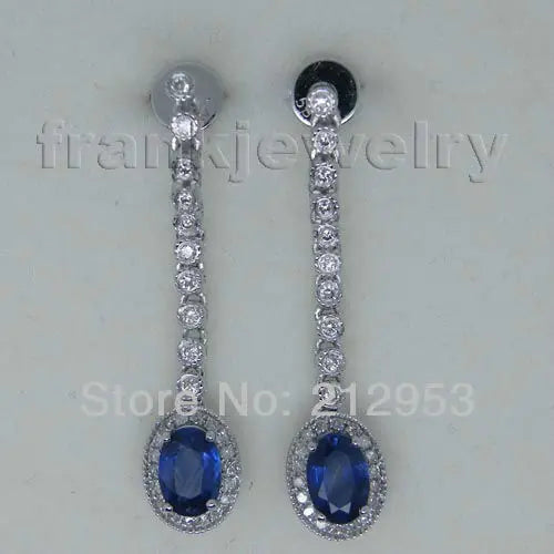 14kt White Gold Natural Sapphire Drop Earrings