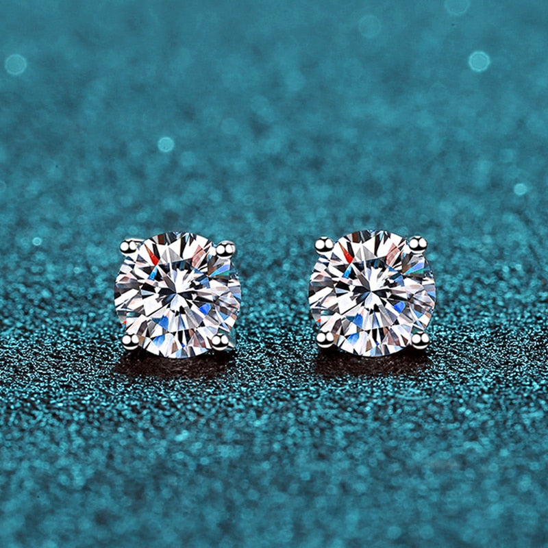 925 Sterling Silver 2.00ct Moissanite Stud Earrings for Women