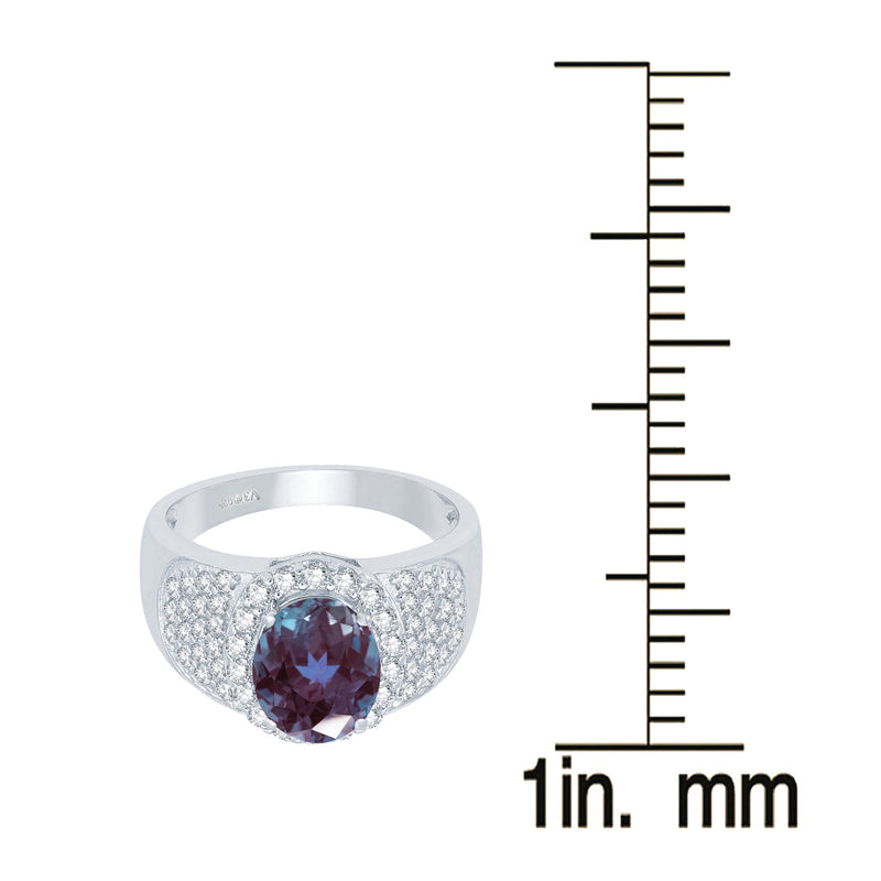V3 Jewelry Color-Changing Alexandrite & White Topaz Halo Ring