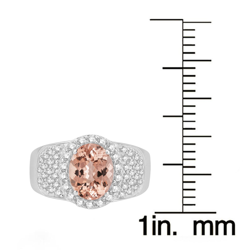 V3 Jewelry Morganite & White Topaz Oval-Cut Halo Ring