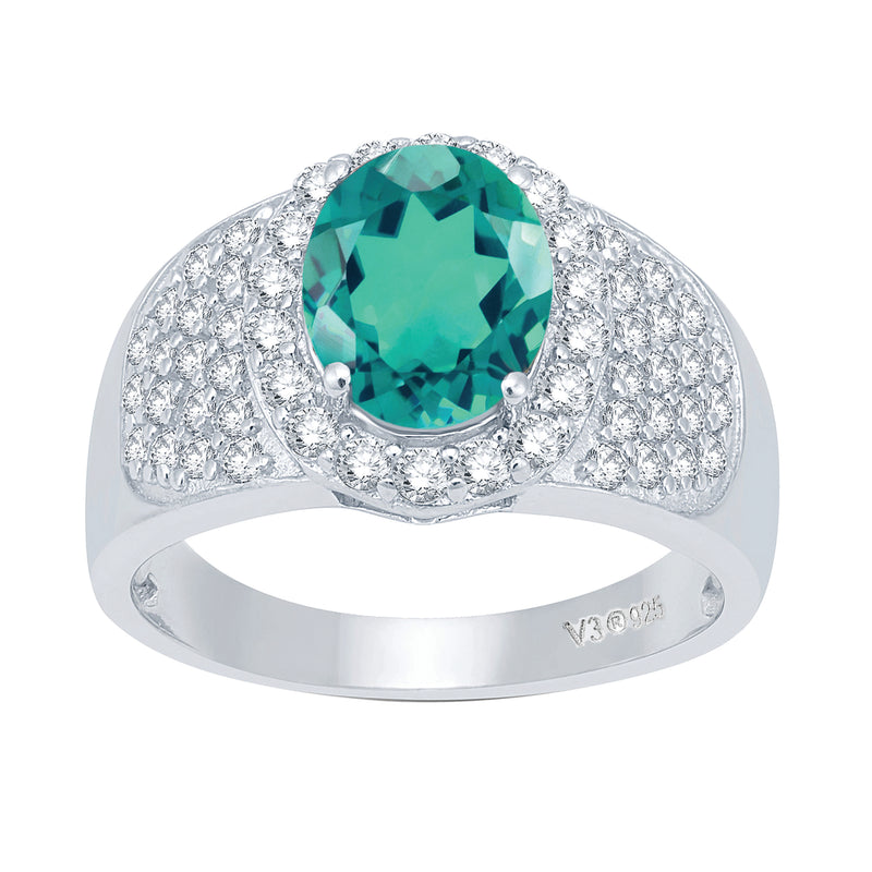 V3 Jewelry Paraiba Tourmaline & White Topaz Halo Ring