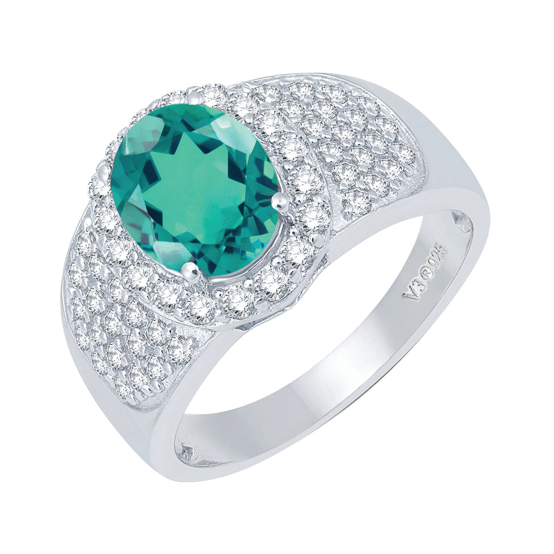 V3 Jewelry Paraiba Tourmaline & White Topaz Halo Ring