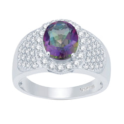 V3 Jewelry Mystic Green Topaz & White Topaz Halo Ring