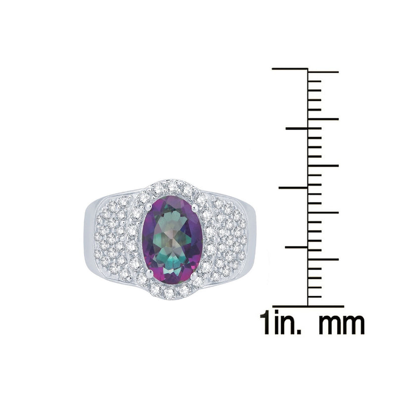 V3 Jewelry Mystic Green Topaz & White Topaz Halo Ring