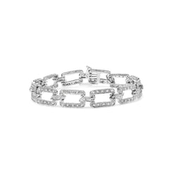 14K White Gold 3/4 Cttw Diamond Open Paperclip Link 7" Tennis Bracelet (H-I Color, I2-I3 Clarity)