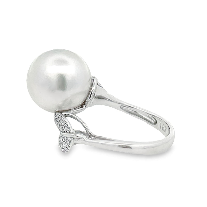 .39ct South Sea Pearl Diamond Ring 18KT White Gold