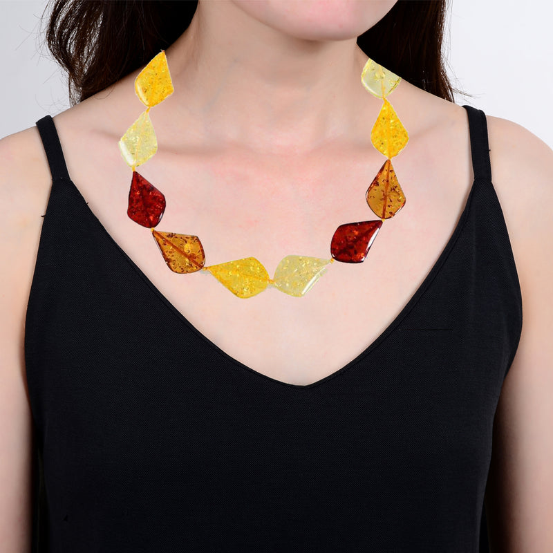 V3 Jewelry Yellow & Red Diamond Shaped Statement Necklace