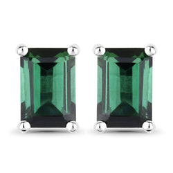 1.30 Carat Genuine Green Tourmaline 14K White Gold Earrings