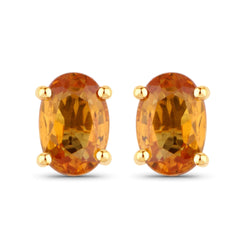 1.10 Carat Genuine Orange Sapphire 14K Yellow Gold Earrings