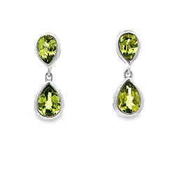 Genuine 2.22ct Peridot Dangle Earrings Sterling Silver