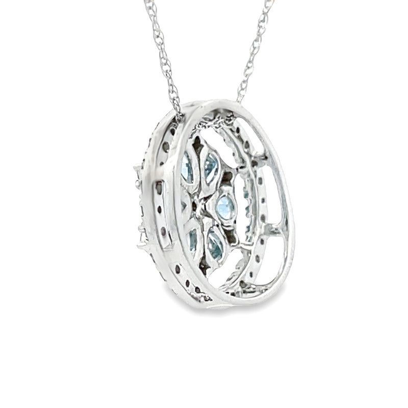 Aquamarine Diamond Fashion Pendants 14KT White Gold