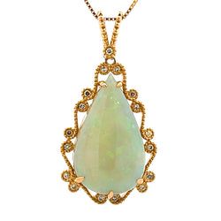 8.81ct Opal Diamond Fashion Pendants 14KT Yellow Gold