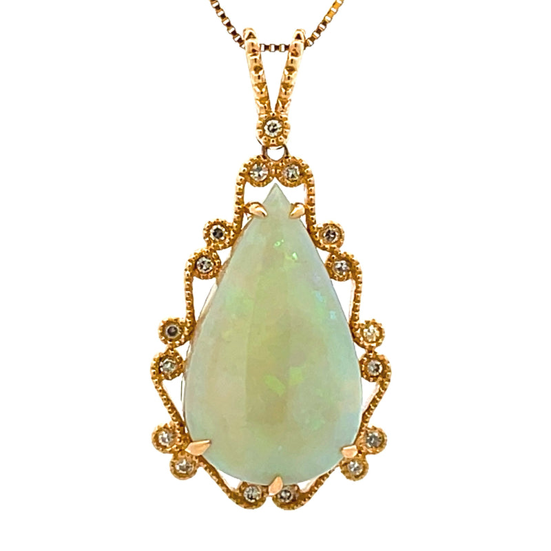 8.81ct Opal Diamond Fashion Pendants 14KT Yellow Gold