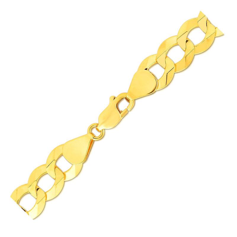 14k Yellow Gold Solid Curb Bracelet 10.0mm