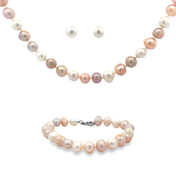 Natural FW Pearl Jewelry sets Sterling Silver