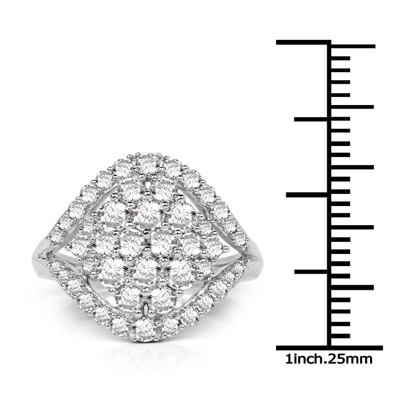 1.43 Carat Genuine White Diamond 14K White Gold Ring (G-H Color, SI1-SI2 Clarity)