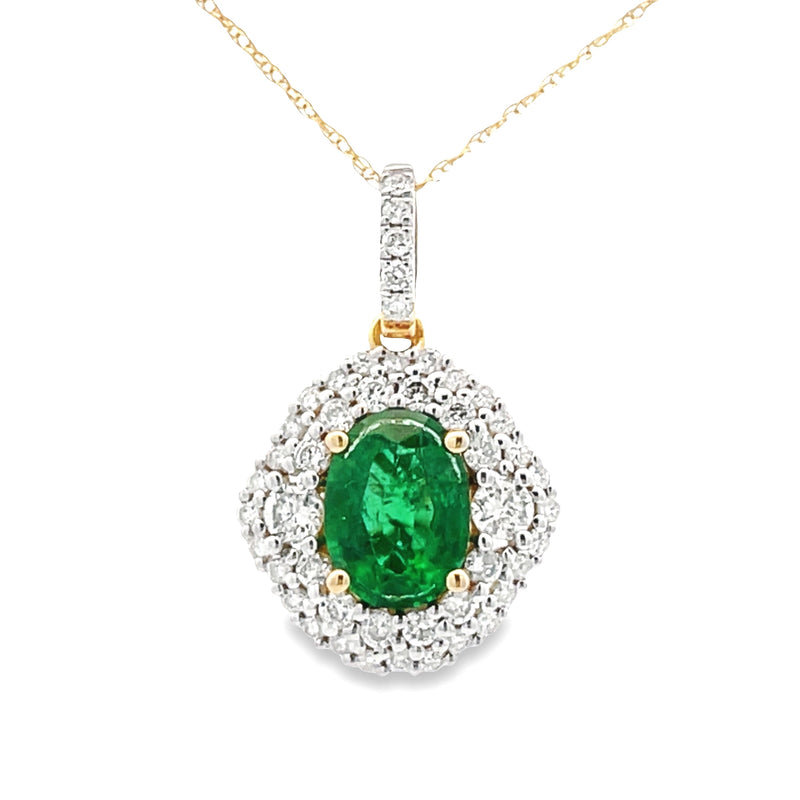 Emerald Diamond Fashion Pendants 14KT Yellow Gold