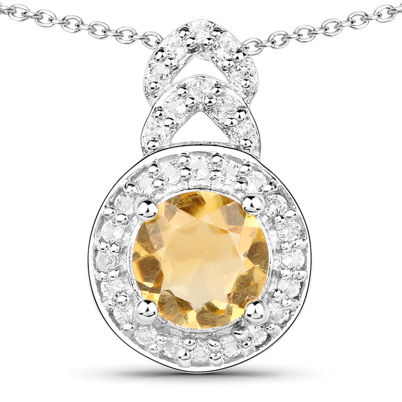 2.60 Carat Genuine Citrine and White Topaz .925 Sterling Silver Jewelry Set