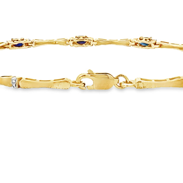 Sapphire Diamond Tennis Bracelet 10KT Yellow Gold