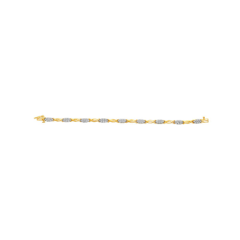 10K Yellow Gold 1.00 Cttw Round-Cut Diamond Spiral Link 7" Bracelet (H-I Color, I2-I3 Clarity)