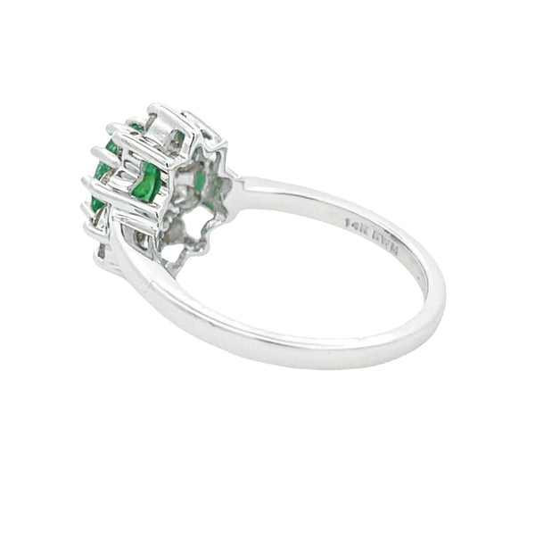 Natural 1.13ct Emerald Diamond Ring 14KT White Gold