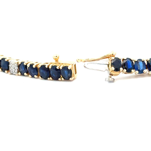 Sapphire Diamond Tennis Bracelet 14KT Yellow Gold