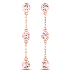 1.62 Carat Genuine Morganite .925 Sterling Silver Earrings