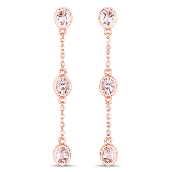 1.62 Carat Genuine Morganite .925 Sterling Silver Earrings