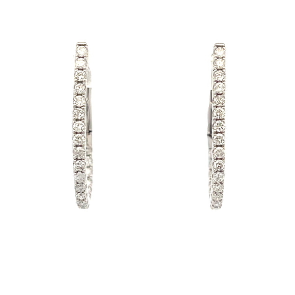 Natural .51ct Diamond Hoop Earrings 14KT White Gold