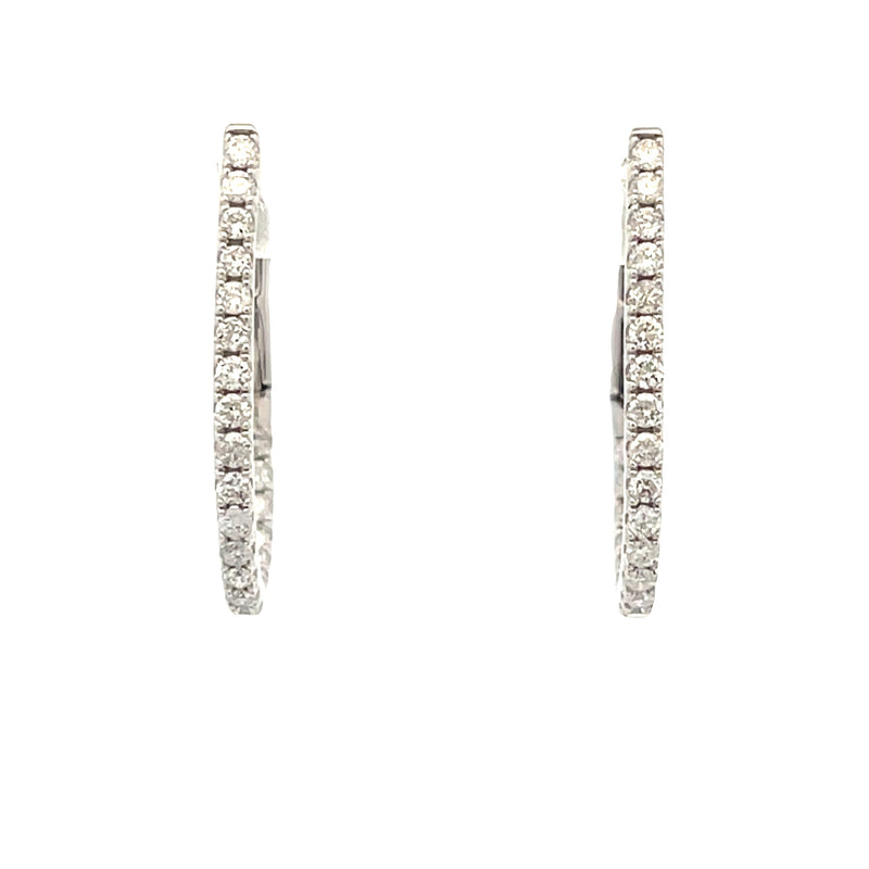 Natural .51ct Diamond Hoop Earrings 14KT White Gold