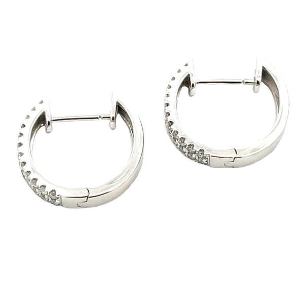 Natural .50ct Diamond Hoop Earrings 14KT White Gold