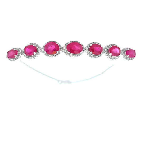 3.25ct Ruby Diamond Tennis Bracelet 14KT White Gold