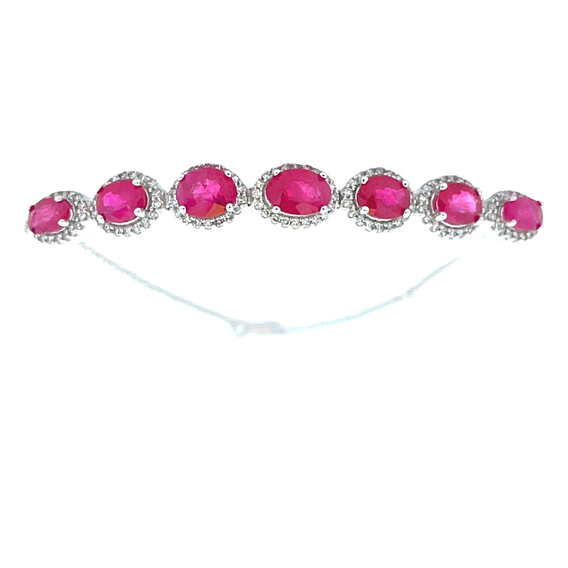 3.25ct Ruby Diamond Tennis Bracelet 14KT White Gold