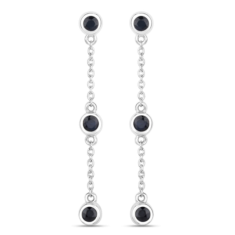 0.66 Carat Genuine Blue Sapphire .925 Sterling Silver Earrings