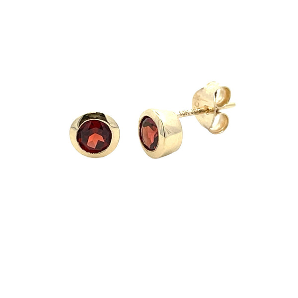 Natural .68ct Garnet Stud Earrings 10KT Yellow Gold