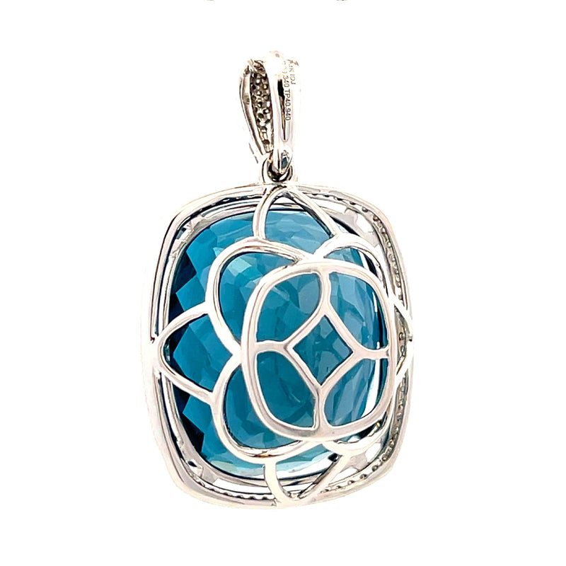 London Blue Topaz Fashion Pendants 14KT White Gold