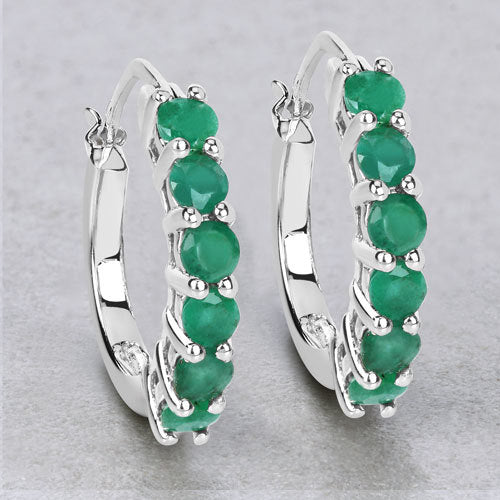 1.20 Carat Genuine Emerald .925 Sterling Silver Earrings