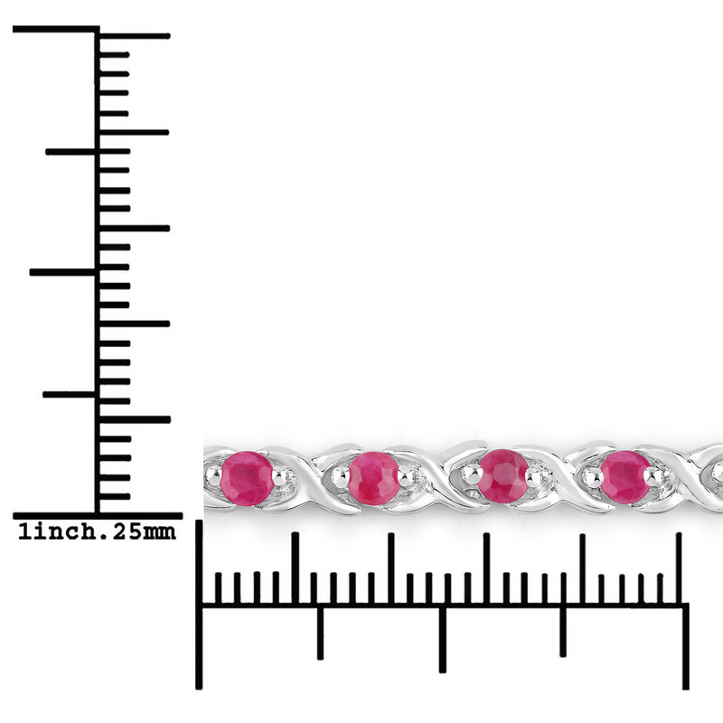 0.88 Carat Genuine Ruby .925 Sterling Silver Bracelet