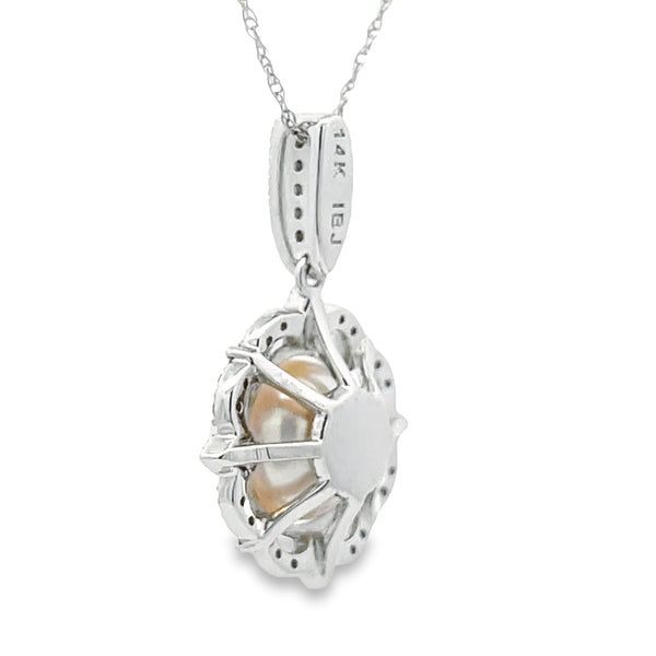 .20ct Pearl Diamond Fashion Pendants 14KT White Gold