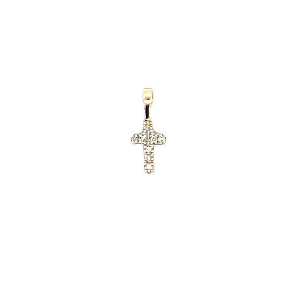 .03ct Diamond Cross Religious Pendant 10KT Yellow Gold