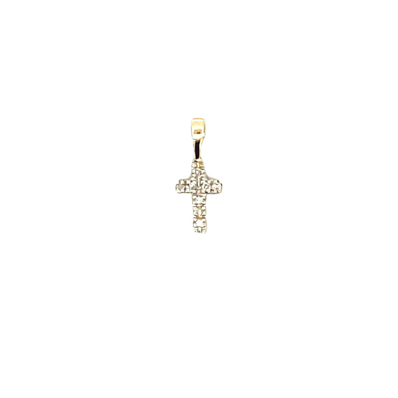 .03ct Diamond Cross Religious Pendant 10KT Yellow Gold