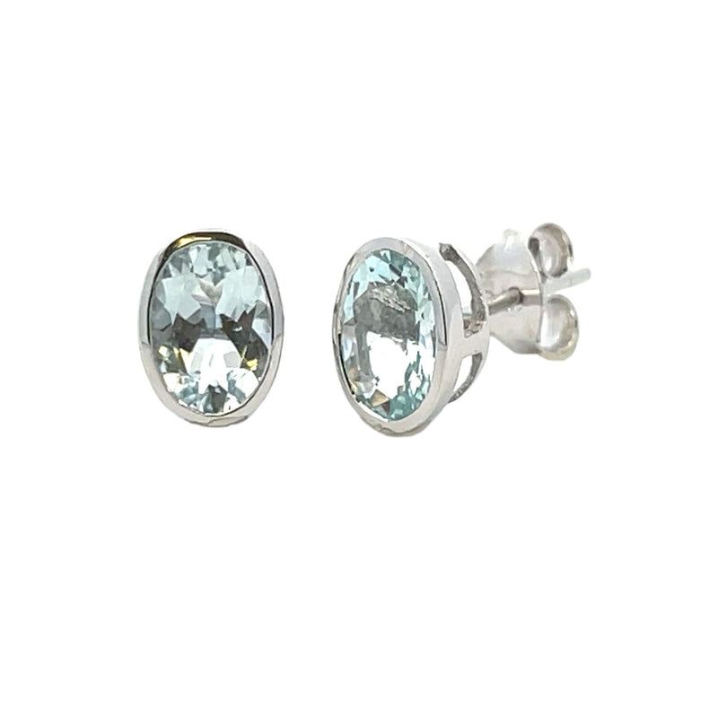 Natural 1.12ct Aquamarine Stud Earrings 10KT White Gold