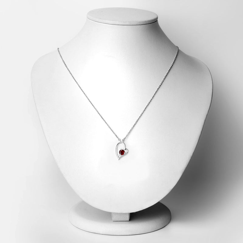 0.60 Carat Genuine Garnet .925 Sterling Silver Necklace