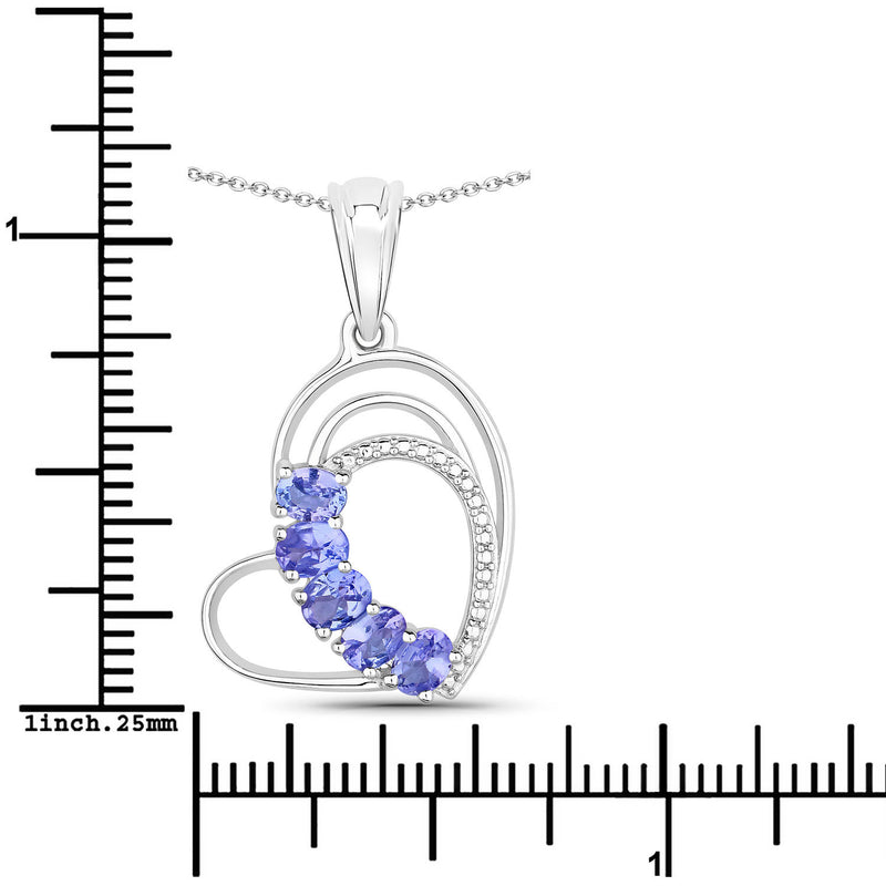 0.85 Carat Genuine Tanzanite .925 Sterling Silver Pendant