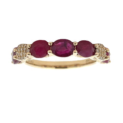 2.56ct Ruby Diamond Fashion band rings 14KT Yellow Gold