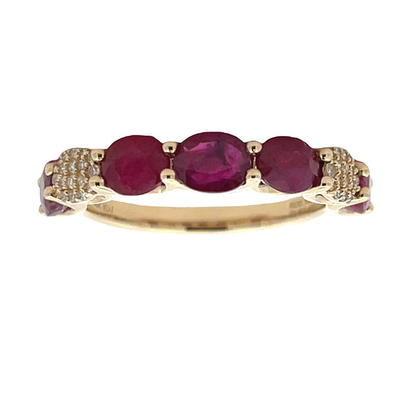 2.56ct Ruby Diamond Fashion band rings 14KT Yellow Gold