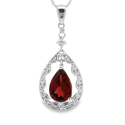 1.38ct Garnet Diamond Fashion Pendants 14KT White Gold