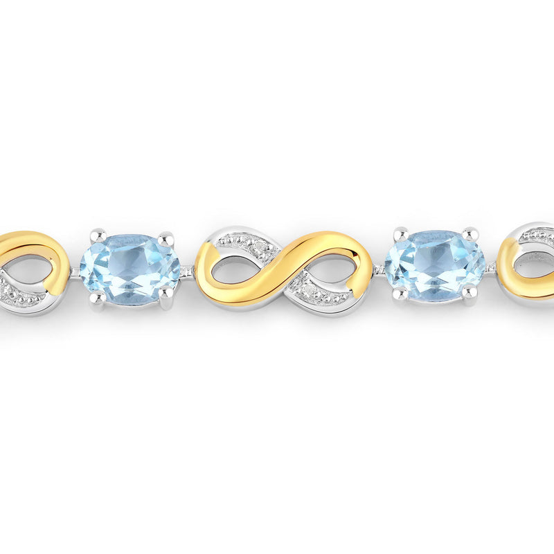 3.86 Carat Genuine Blue Topaz and White Topaz .925 Sterling Silver Bracelet